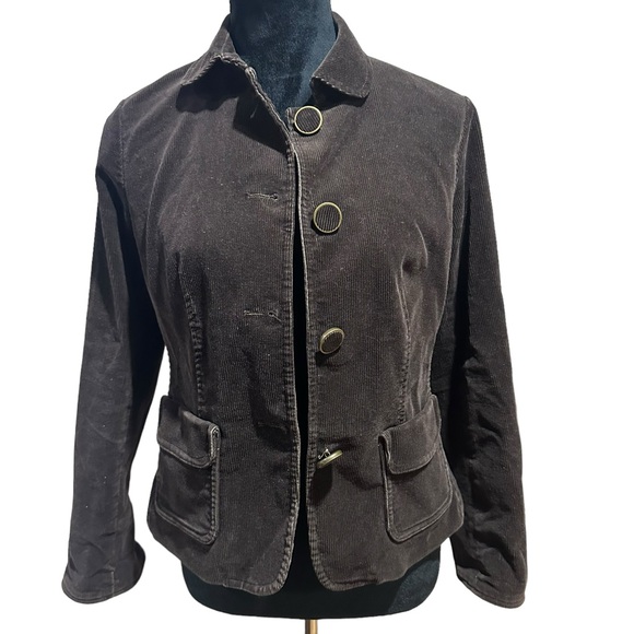 Talbots Womens Brown Corduroy Blazer Business Casual Size 4P - Picture 2 of 10